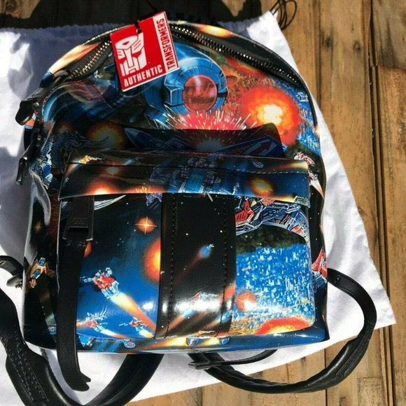 AW17 Moschino Couture Jeremy S. Transformers Blue Yellow Black Print Backpack main image 8
